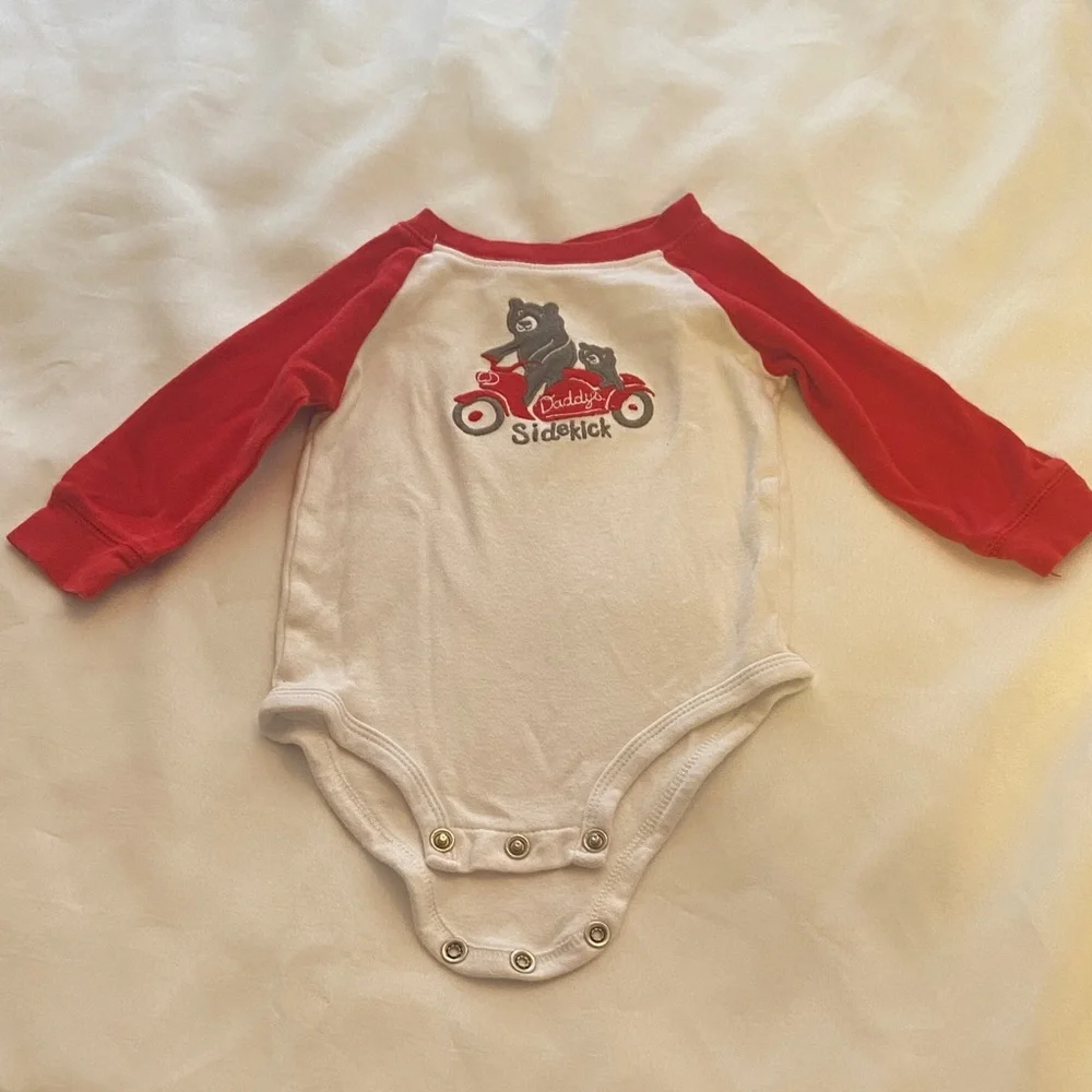 Carter's Red and White Bodysuit with Bear Design. Daddy’s Sidekick.